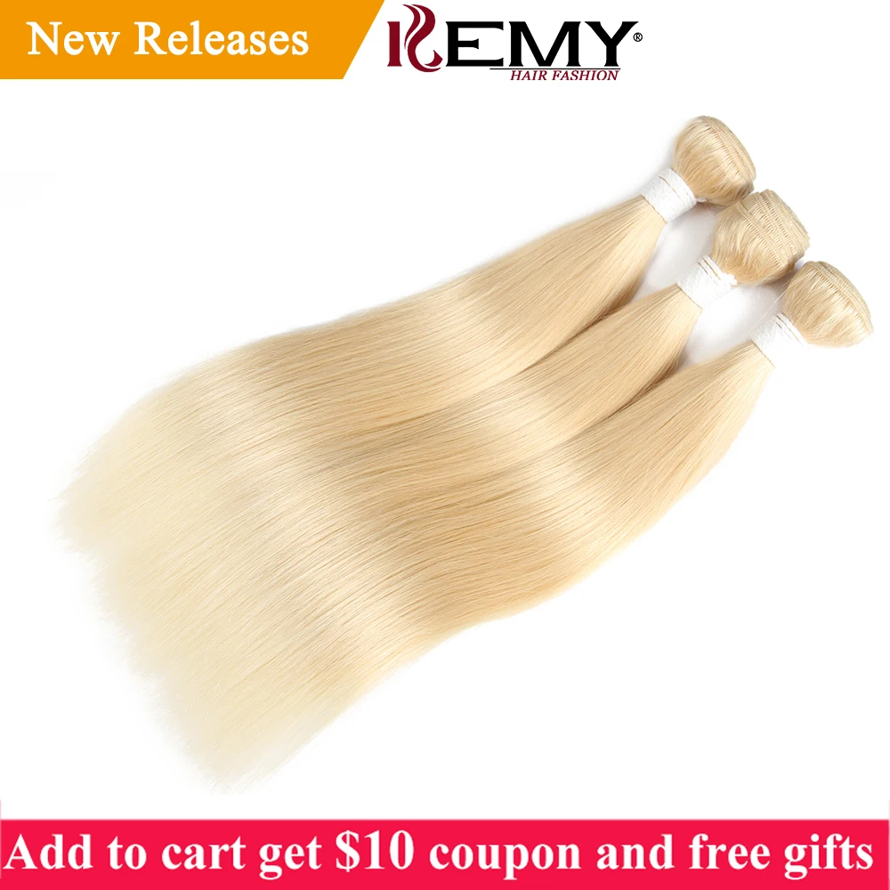 

613 Blonde Hair Bundles KEMY HAIR Brazilian Straight Human Hair Weave Bundles 8 to 26 Inches Non Remy Hair Extension 1/2/3 PCS