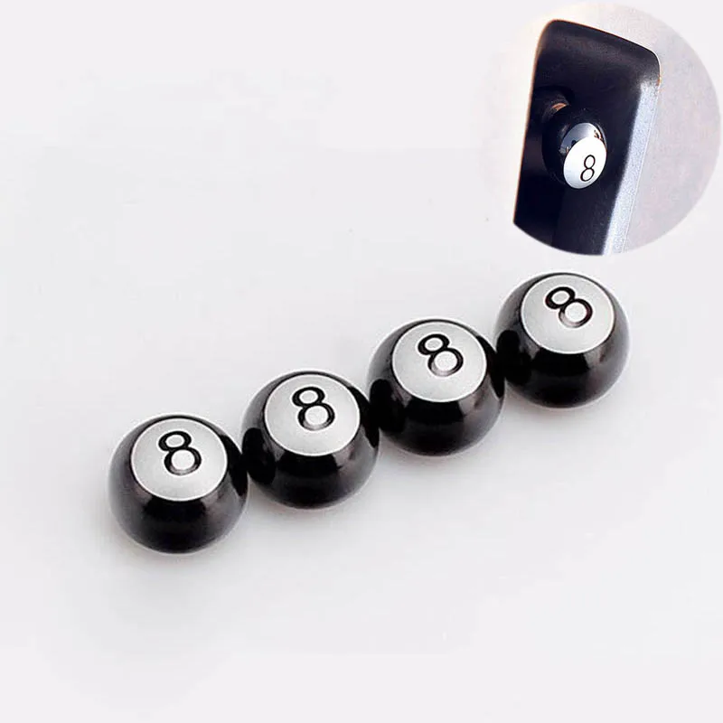 

AQTQAQ 4pcs/lot Universal Auto Truck Bike Billiards Pool 8 Ball Valve Stem Caps Tire air Valve Stem Caps Wheel Rim Black