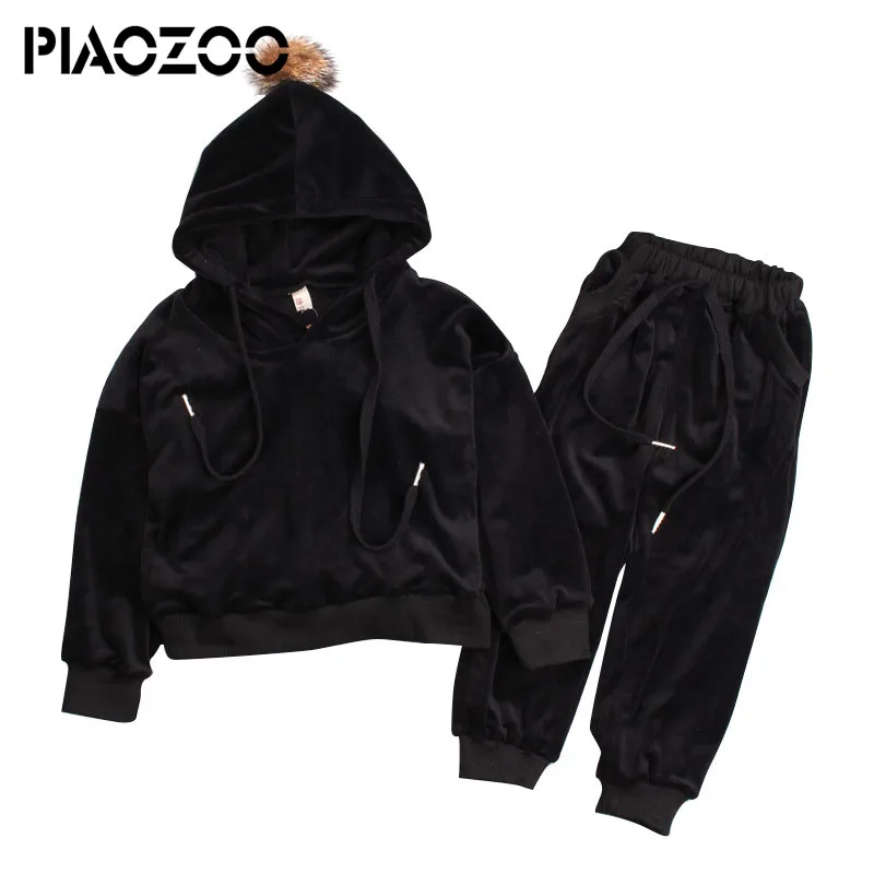 

2pcs kids tracksuit hot Sale solid cotton velvet girls sport suits 2018 Hoodies Pants set fall toddler outfits kids clothes P20
