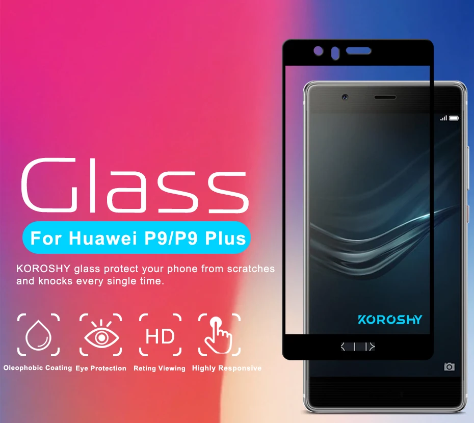 KOROSHY 9H Full Cover Tempered Glass for Huawei P9 Plus P9Plus Screen Protector 0.3mm Anti-Scratch Protective Glass Film (4)