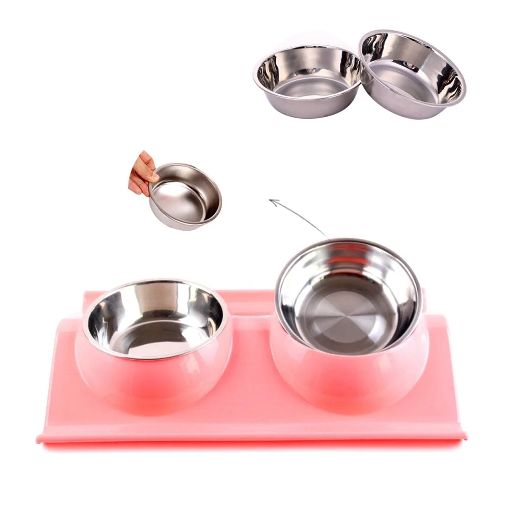 Buy Stainless Steel Pet Feeding Bowl Double Food Water