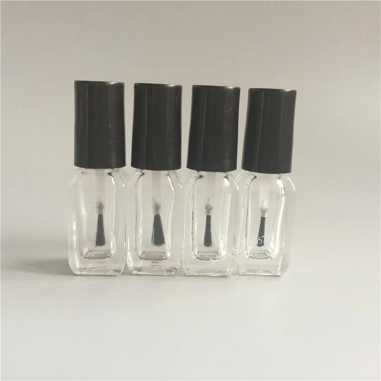 

50pcs/lot Polish Empty Cosmetic Containers Nail Glass Bottle with Brush 4ml More Transparent Glass Nail Oils Make-up Tools