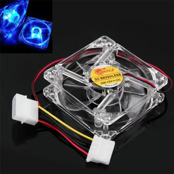 

Best Price Blue Quad 4-LED Light Neon Clear 80mm PC Computer Case Cooling Fan Mod
