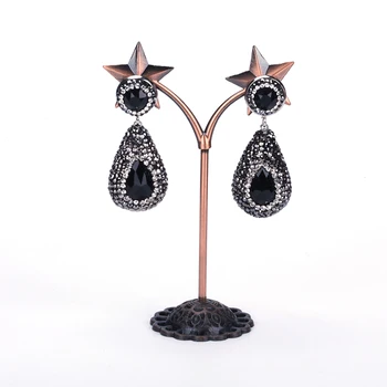 

Trendy 11 Colors Black Crystal Rhinestone Water Drop Dangle Earrings For Women 2018 New Arrival Statement Jewelry