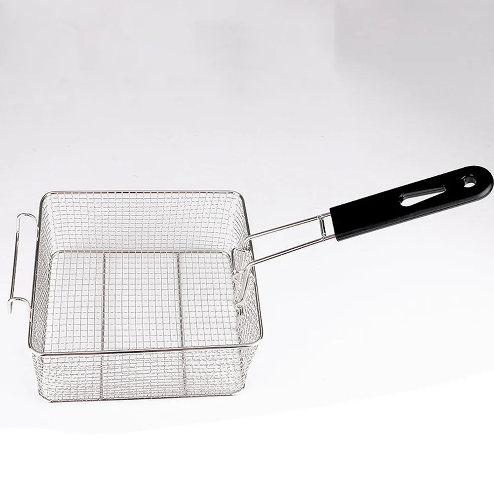 Фритюрница квадратная корзина для жарки из нержавеющей стали съемная сервировочная кухонная пластиковая ручка для инструмента пищевое подвесное ситечко