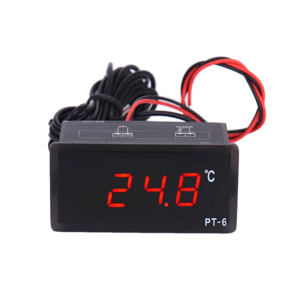

DC 3 - 12V Tester Digital Thermometer Sensor -40-110 Celsius Temperature Gauge Green LED Display Thermometer Voltmeter