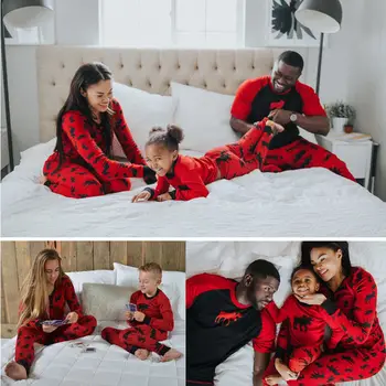 

Warm Winter Family Matching Christmas Deer Printing Pajamas Set Women Baby Kids Sleepwear Nightwear