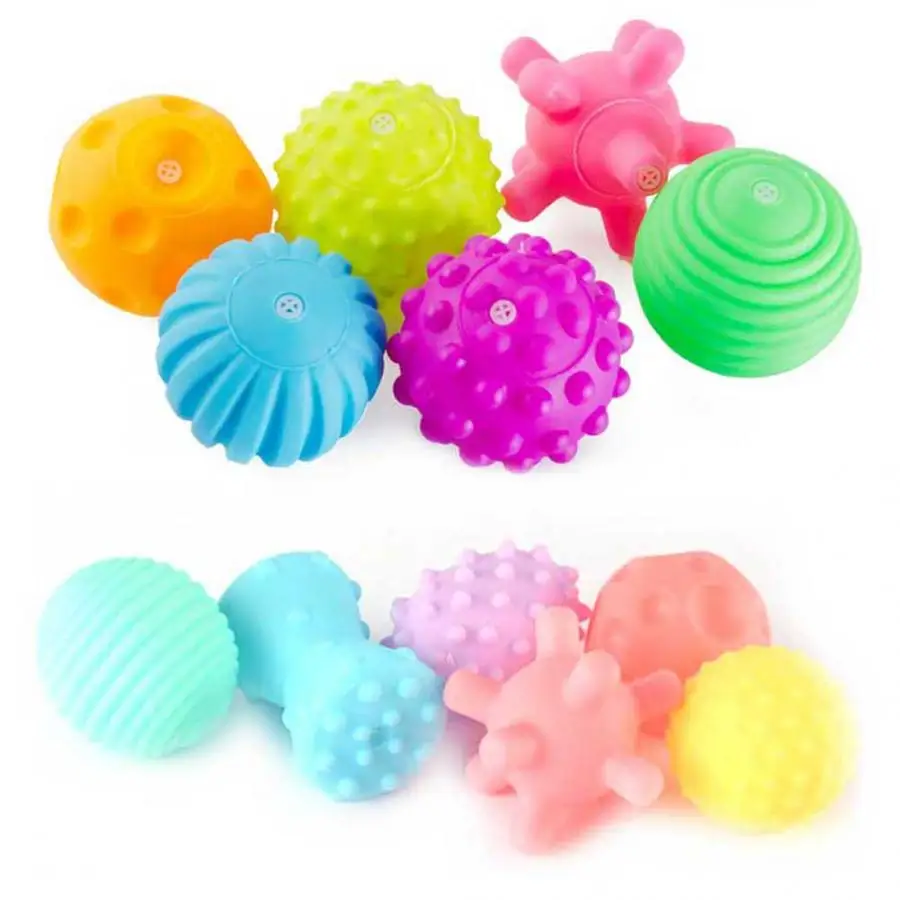 

6Pcs/set Baby Touch Hand Ball Toys Infant Training Massage Soft Rubber Textured Multi Sensory Tactile Pinch Bath Hand Ball Toy