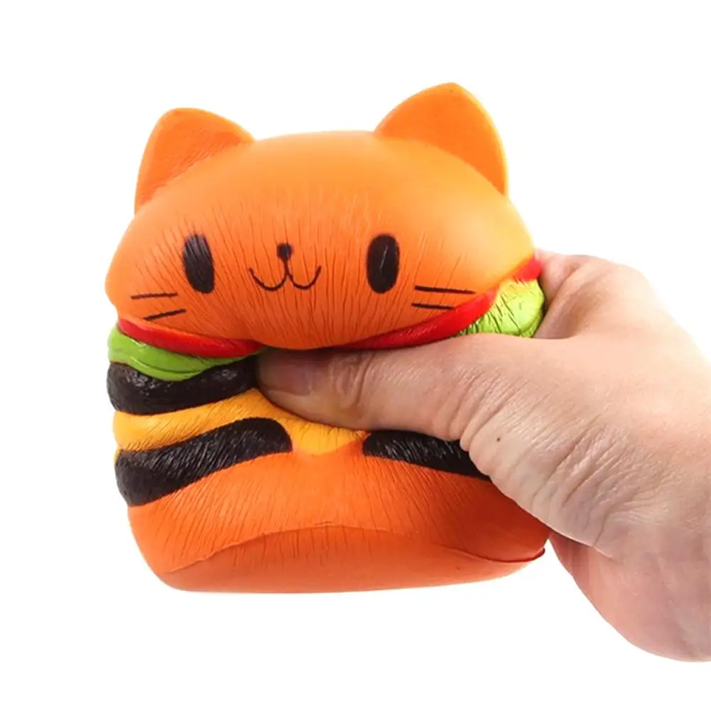 1 Pc Squeeze Hamburger Cat Toys 10*8cm Environmentally PU Non toxic