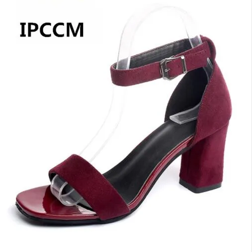 

IPCCM 2018 Ankle Strap Heels Women Sandals Summer Shoes Women Open Toe Chunky High Heels Party Dress Sandals Big Size 40