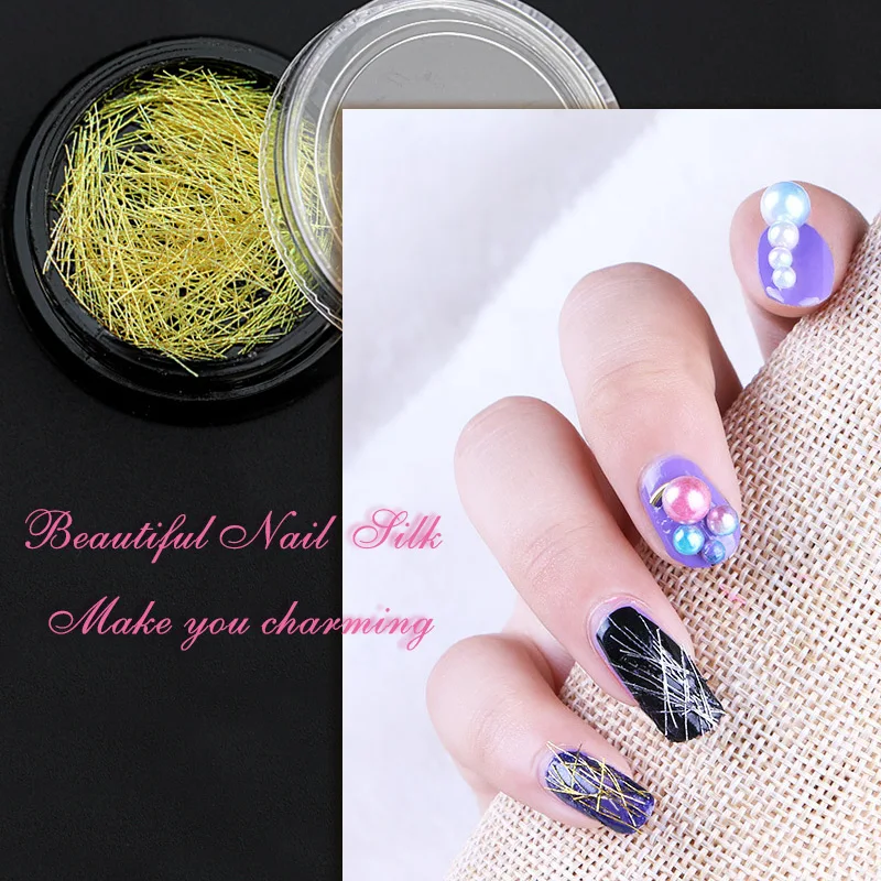 

Nail Art Shiny Gold and Silver Multicolor Stripe Nail Line Sequins Decorative Tiny Line 3D Color Line Nail New Hot Selling Nail