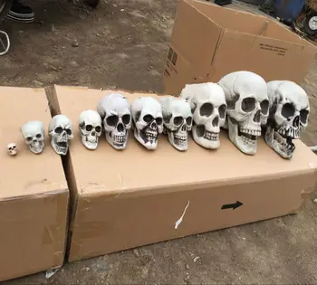 

10Pcs/Lot Plastic Human Skulls Figure Decoration Skeleton Head Halloween Prop Decor toy