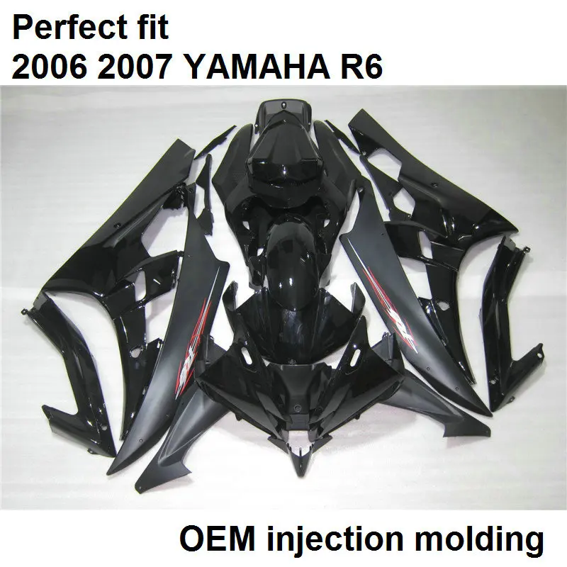 

High quality injection molding fairing kit for Yamaha YZF R6 06 07 black motorcycle fairings set YZFR6 2006 2007 BN29