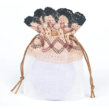 

12Pcs Jewelry Packaging Bags 3.9"x5.5" Gift Jewelry Storage Bag Organza Pouches with Lace for Earrings Necklace Bracelet Packing