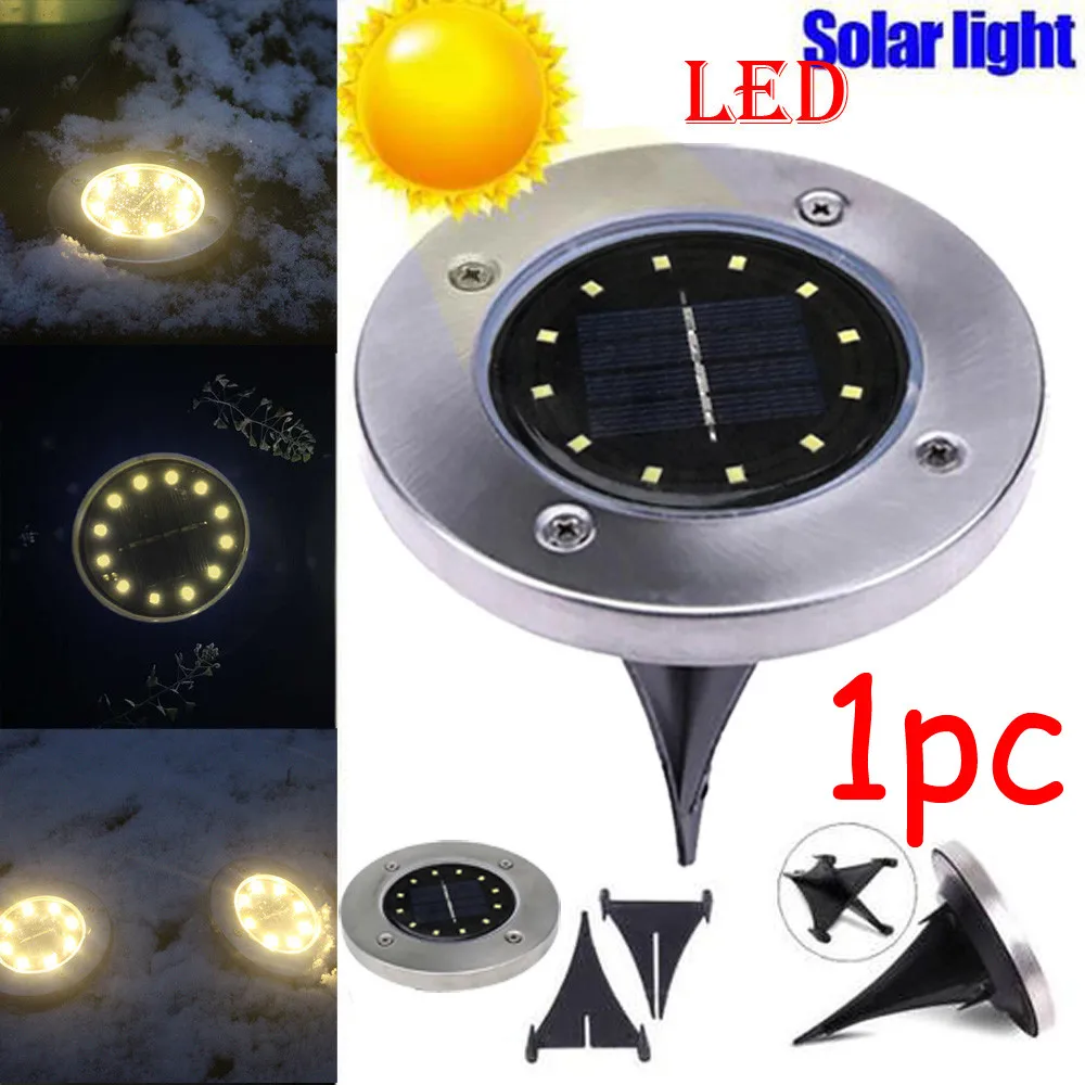 8-LED Solar Powered Flat Buried Light In-Ground Lamp Outdoors Garden Decking