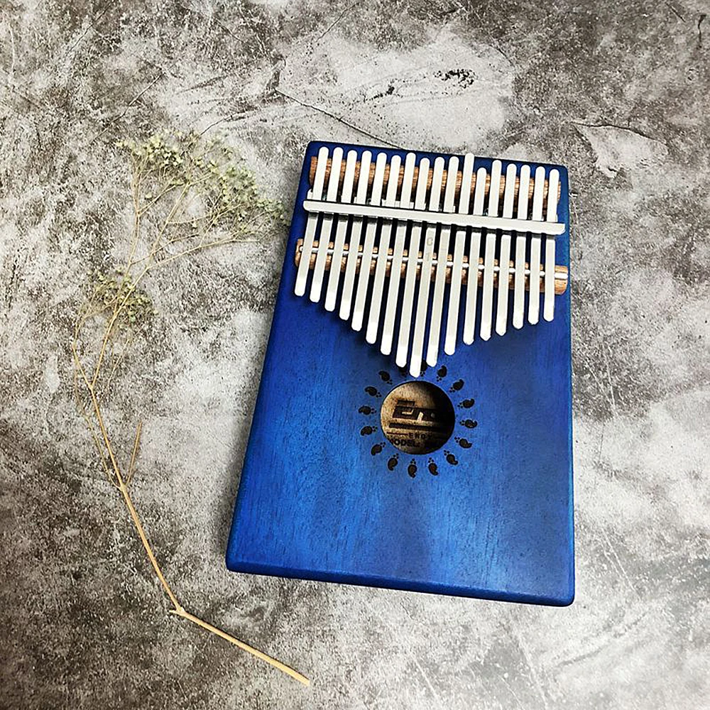 17 клавиш калимба Mbira «пианино для больших пальцев» традиционный музыкальный инструмент сочетаться с молоточек для настройки шкала наклейка - Цвет: Royal blue