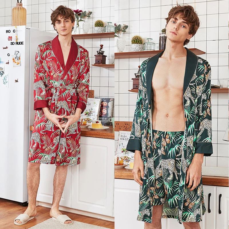 Весенний мужской халат для сна, кимоно, банное платье, Yukata, ночная рубашка, повседневная шелковистая Домашняя одежда, мужская одежда для сна, Пижама, Mujer, L-XXL
