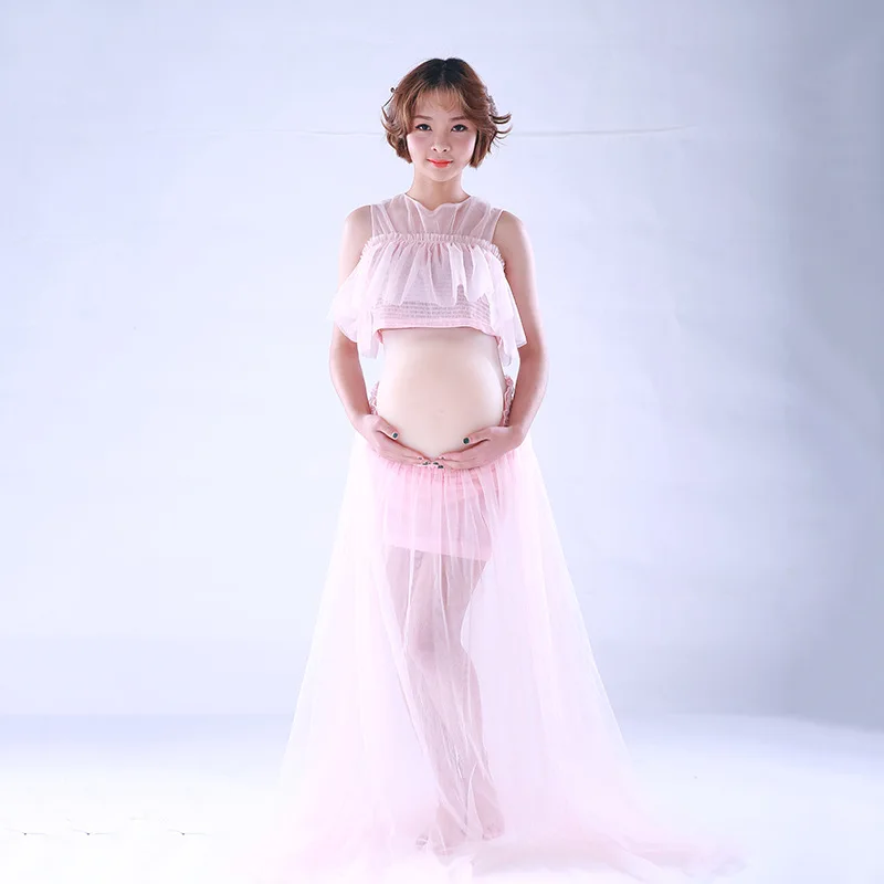 

Pregnant Women Pregnancy Photography Props Maternity Gown Lace Dress Fancy Picture Photo Shoot Shoot Pink Dress Plus Size Clothe