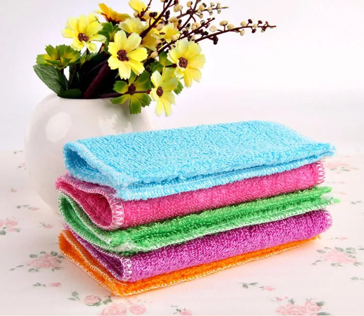 1 шт. ткань для посуды из бамбукового волокна, высокоэффективное антижировое полотенце для мытья кухни, чистящая тряпка, шесть цветов