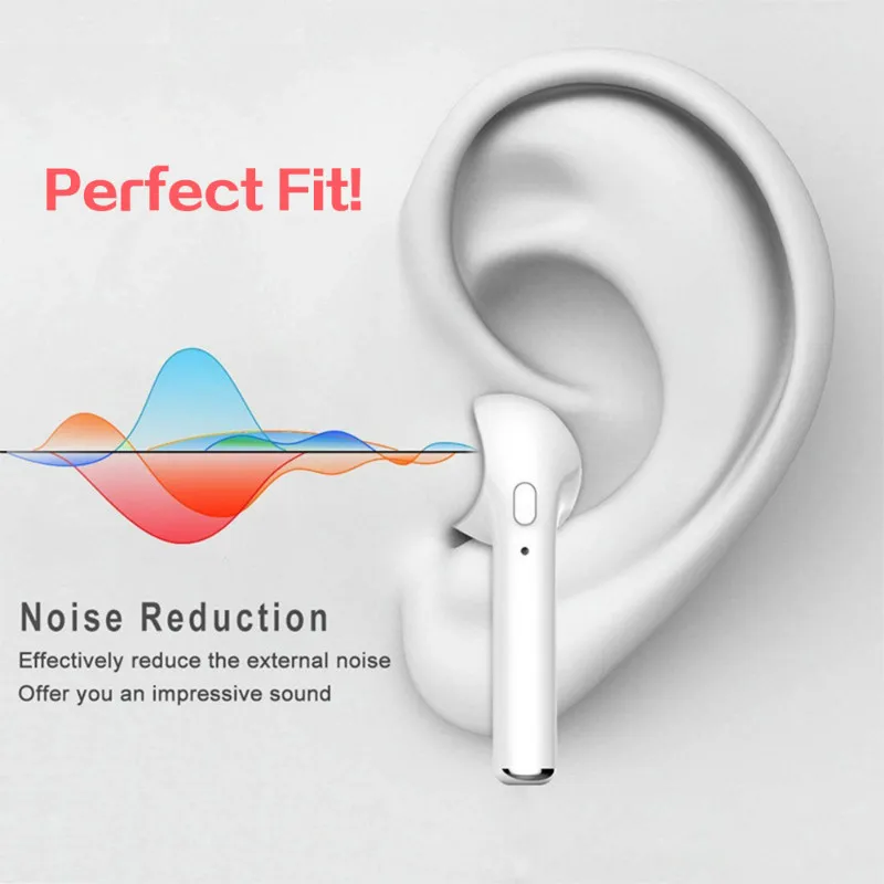 

RBAYSALE Headphones I7 TWS Wireless Mini Bluetooth Headphone Headset Invisible Earbud with Mic Single Earphone Mobile Phones