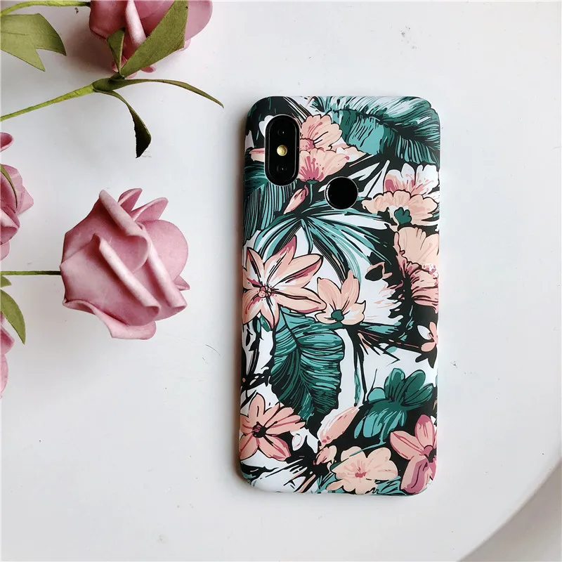 

Insta style cellphone case for Xiaomi Mi 8 case Mi8 Lite Mi 9 SE Redmi Note 5 Note 6 Note 7 for Xiaomi Mi A2 small floral leaves