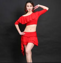 Sexy Women Soft Belly Dance Costume Oriental Dancing Training Clothing Top+Skirt Suit for Womens Girls belly dance wear DW007