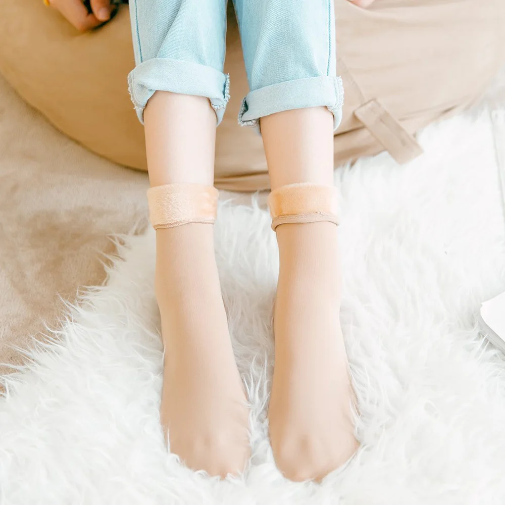 1Pair Women Fleece Socks Winter Sock For Lady Casual Soft Warm Footwear Elastic Fleece Lining Slipper Socks Velvet Solid Color 1Pair Women Fleece Socks Winter Sock For Lady Casual Soft Warm Footwear Elastic Fleece Lining Slipper Socks Velvet Solid Color