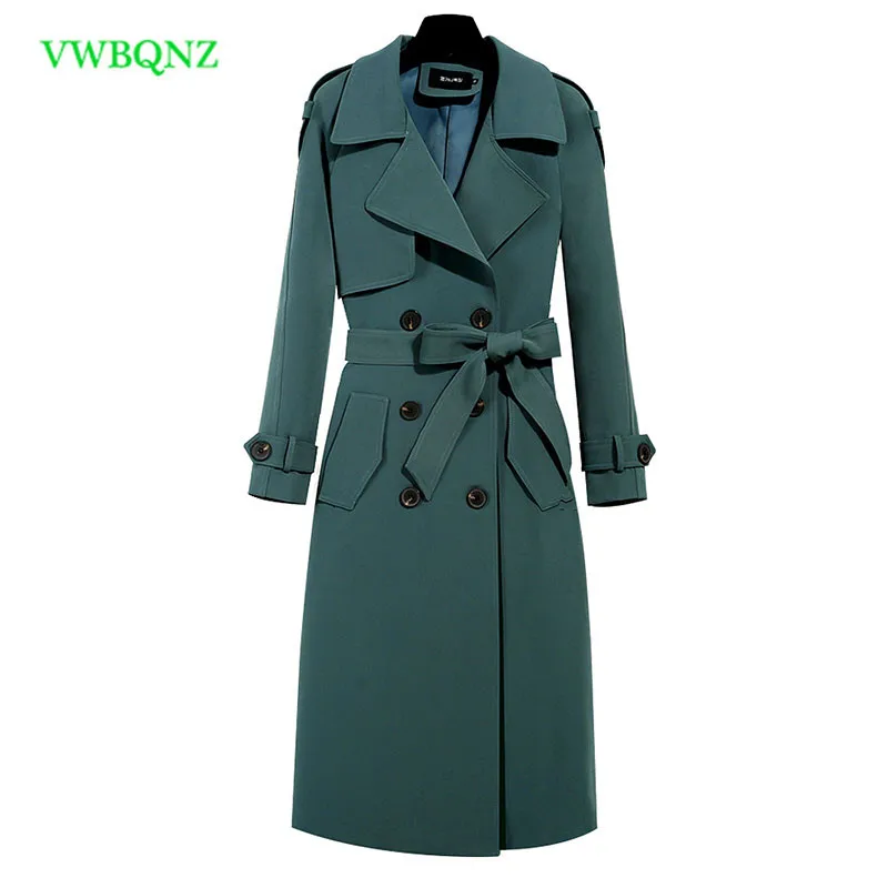 

Autumn winter Clothing Solid Color Lady Long Windbreak coat Double Breasted Slim Bur Women Trench Coats With Belt outwear 1011