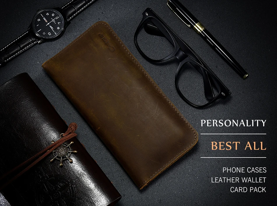 CASESHIP Phone Bag Case 5.5 inch Mobile Phone Universal Geniune Leather Wallet Pouch Card Holder Case For iPhone Samsung Galaxy (1)