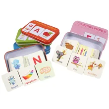 20 коробок/lot Новые детей раннего изучение и образование игрушки деревянные буквы цвет животных когнитивные карточки экшн игрушки