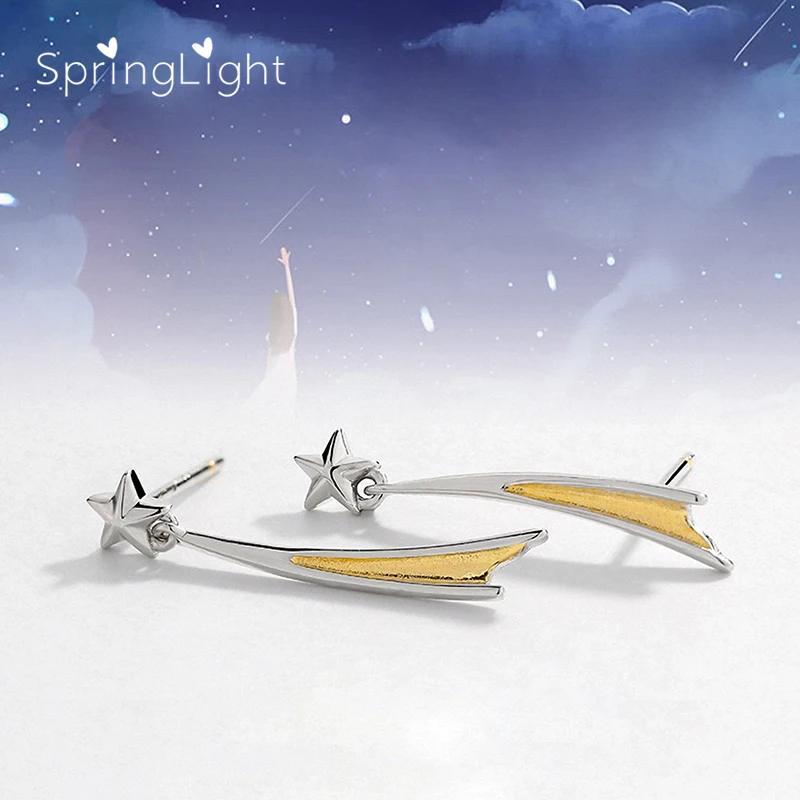 

SpringLight Meteor Shower Earring Design Real 925 Sterling Silver Fine Jewelry Elegant Star Drop Earrings for Women Party Gift