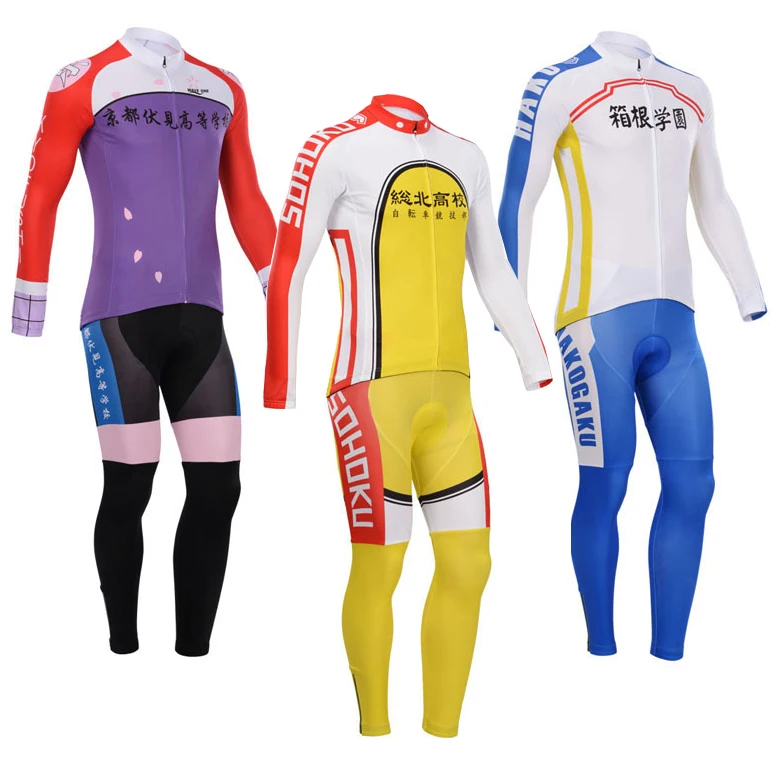 Yowamushi pedal sohoku 2015 cycling jersey 3 style long sleeves riding