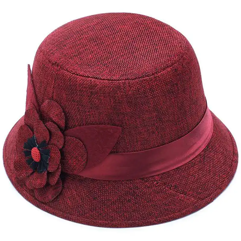 

Lady's linen sunshade capAutumn lady fashion hat vintage fedoraparty formaltrilby hatsolid elegantwool retrol knitted warm hat