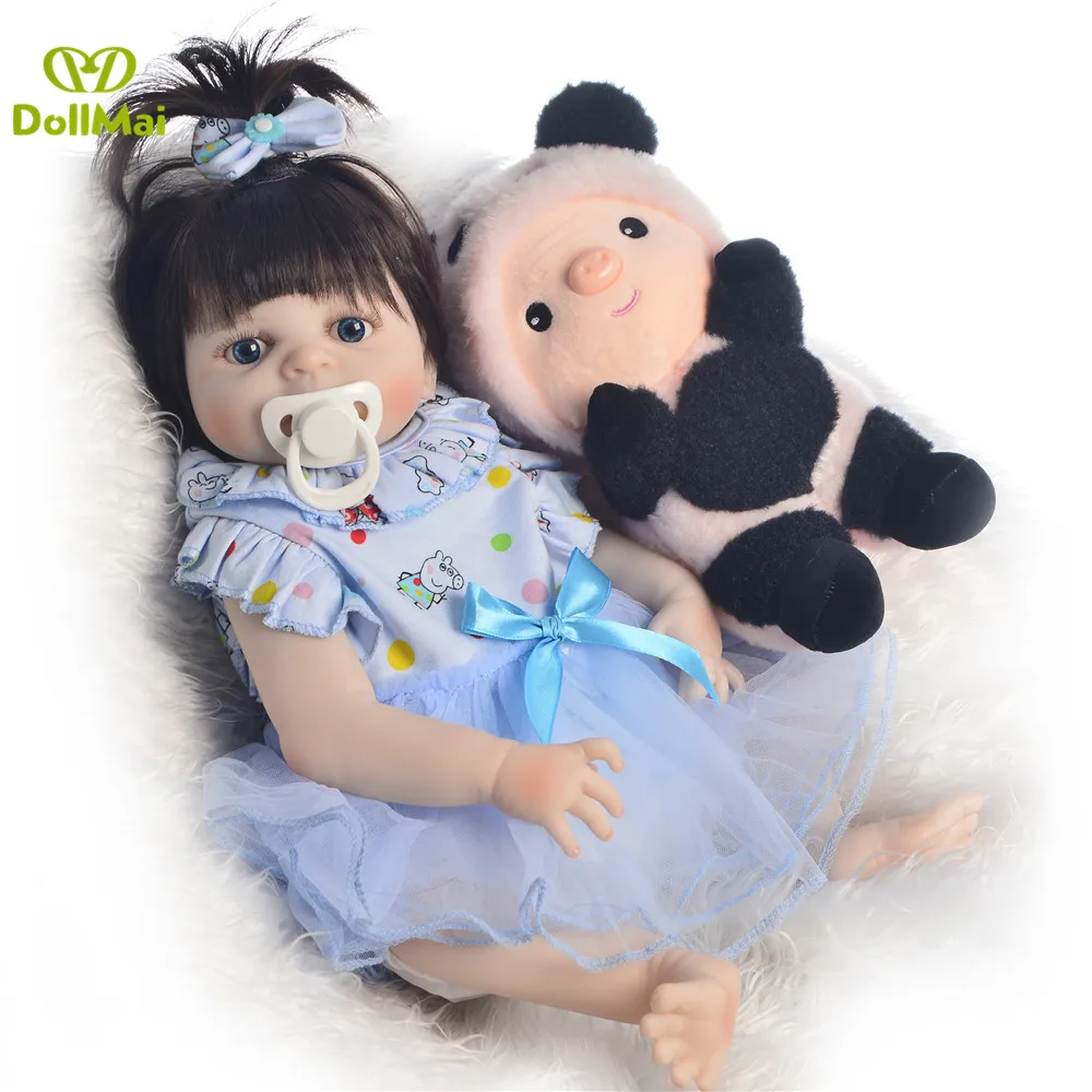19 дюймов Boneca bebes reborn Girl полное тело силиконовые виниловые куклы reborn Младенцы 46 см Реалистичная детская кукла-реборн детские игрушки