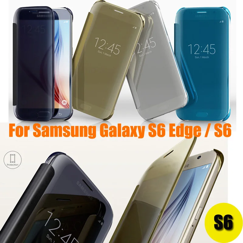 For Galaxy S6 Clear View Cover For Samsung GALAXY S6 Edge S6 Case Mirror Screen Flip