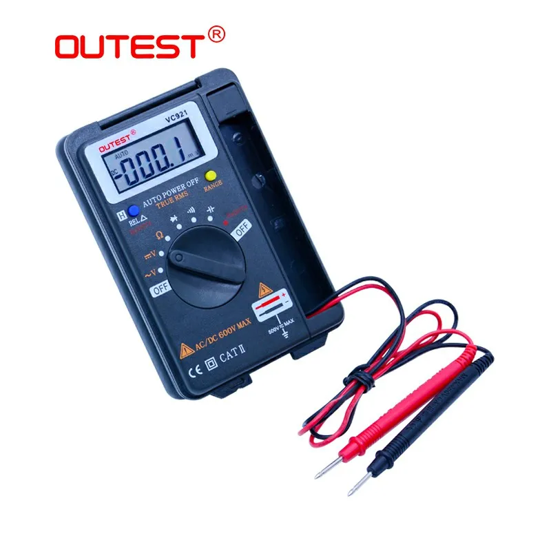 Goedkoop OUTEST VC921 Mini Digitale Multimeter True RMS Auto Range Frequentie AC DC Spanning 4000 telt zakformaat meter