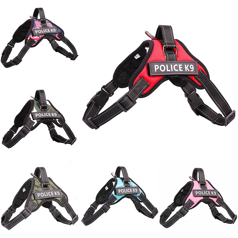 

Professional Police K9 Pet Dog Harness Training Outdoor Adjustable Hand Strap Vest Collar for Small Large Dogs Labrador JB01