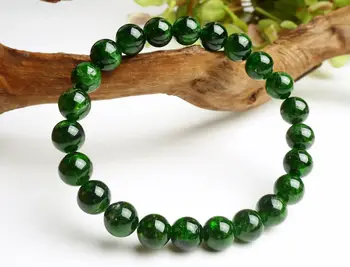 

free shipping Natural Green Diopside stone Translucent Round Beads Bracelet 6mm AAA
