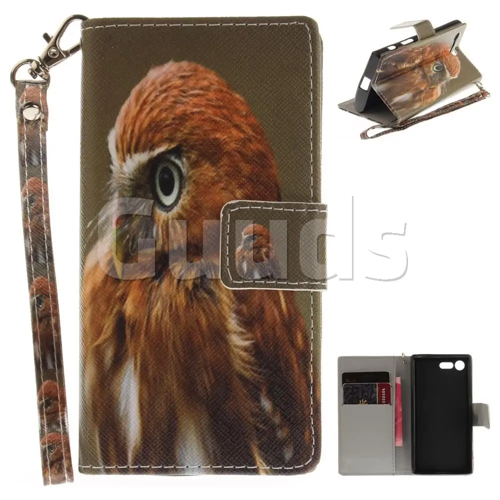Young Eagle Hand Strap Leather Wallet Case for Sony Xperia X Compact X Mini