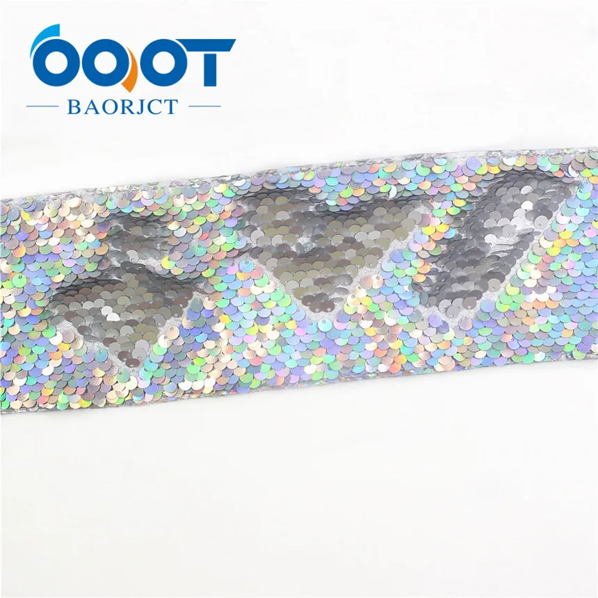 OOOT BAORJCT I-19619-1405, 75 мм 2 ярд рыбы с принтом чешуи блесток Блестящая лента, самодельные банты для волос аксессуары для свадебной вечеринки украшения - Цвет: I-19619-1407