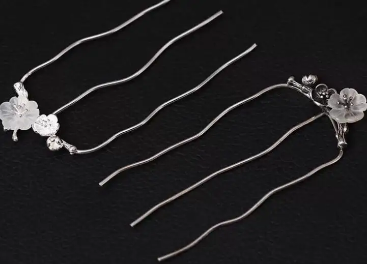 

S925 925 silver hairpin hair stick flower vintage 8.5cm