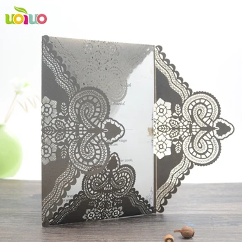 

10pcs Wedding Party Romantic Decorative Cards Envelope Delicate Carved silver Pattern Wedding Invitations Party Supply