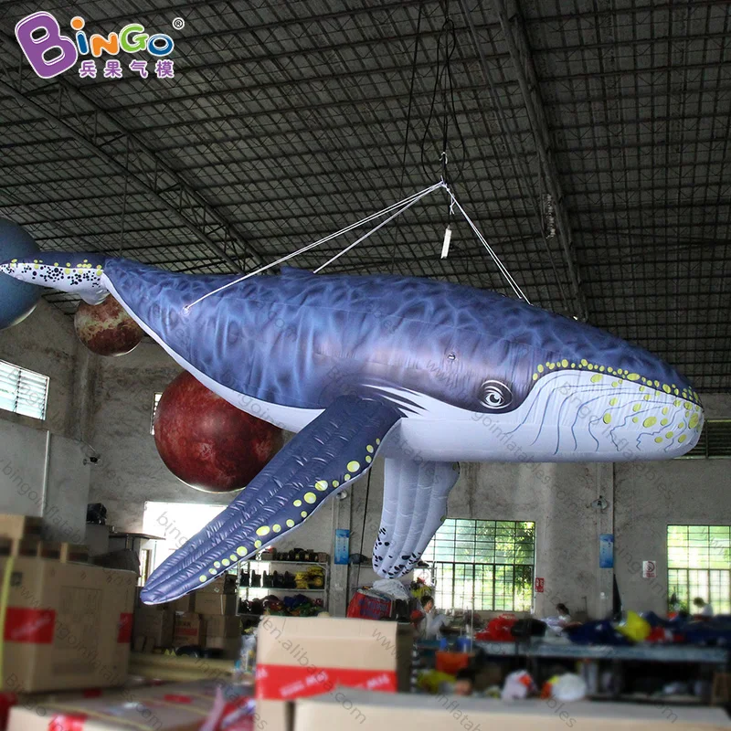 16.4ft giant inflatable whale , digital print inflatable whale , big whale inflatable for decoration toys big blue whale