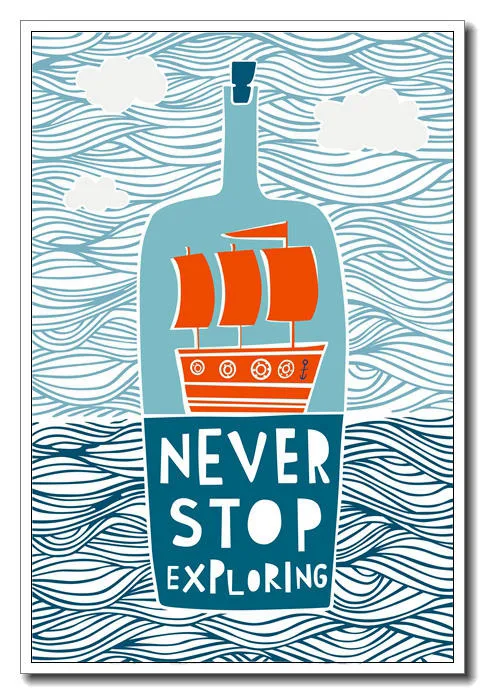 Cute Art Poster NEVER STOP EXPLORING Typographic Gift Idea Bedroom Home Decor Print wall art picture | Дом и сад