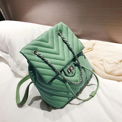DORANMI полосатый рюкзак квадратный кожаный школьный рюкзак женские большие рюкзаки классическая сумка на плечо Mochila DJB607 - Цвет: green