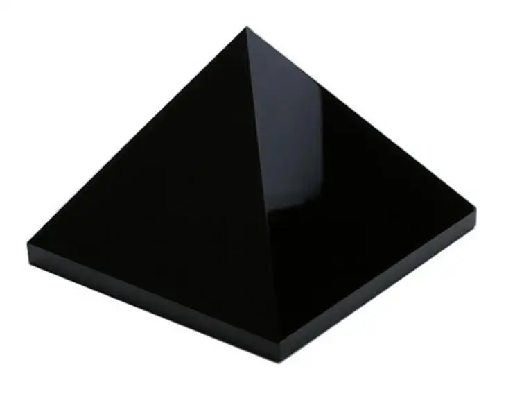 PŘÍRODNÍ Obsidiánský křemenný krystal Pyramid Healing 38MM - 40MM