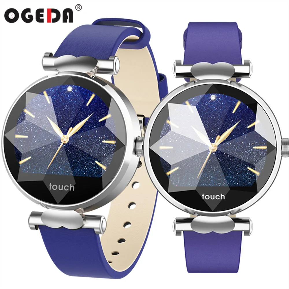 OGEDA Fashion Luxury Smart Watch Women Sleep Reminder Diamond Mirror Smartwatch Heart Rate Smart Bracelet Ladies Valentine Gift