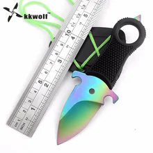 KKWOLF karambit карманный нож Радужный разноцветный нож выцветает Открытый EDC брелок с инструментами самообороны портативный шейный нож для выживания