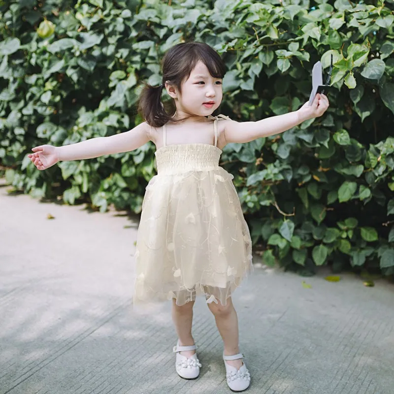 

Baby Girls Princess Dresses Summer Girl Sling Three-Dimensional Flower Formal Party Birthday Vestidos Baby Kids Clothes