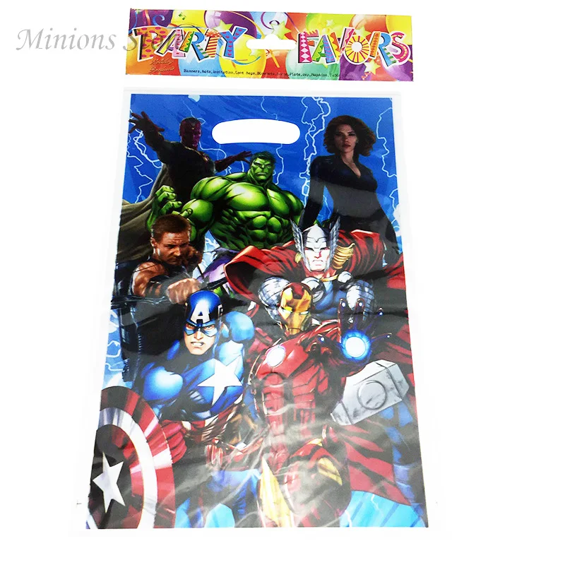 

10Pcs/lot Avengers theme Bags Boy Girl Baby Happy Birthday Party Decoration Avengers Party Decorations Kids Loot Bag Gift Bags